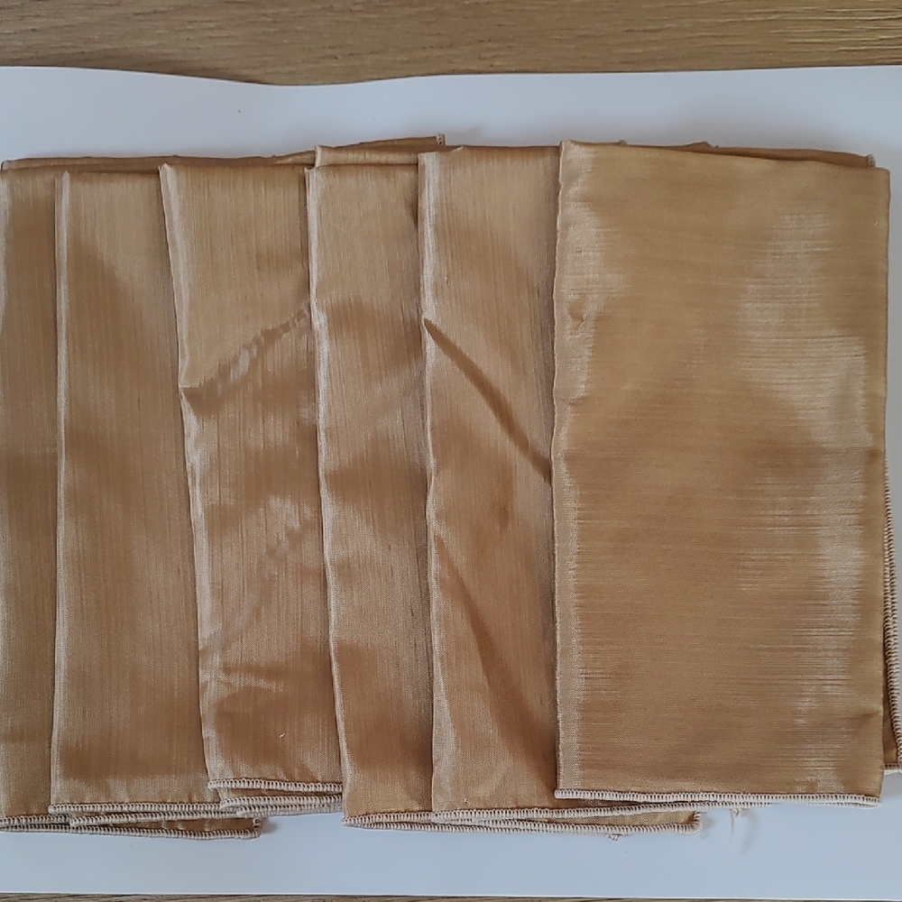 Elegant Gold Satin Fabric Napkins Set of 5 17 x 17 Inches EUC